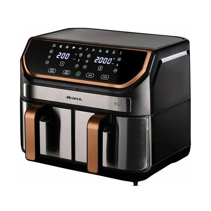 Ariete Dual Air Fryer 9L, 2100W, Stainless Steel/ Pink Gold