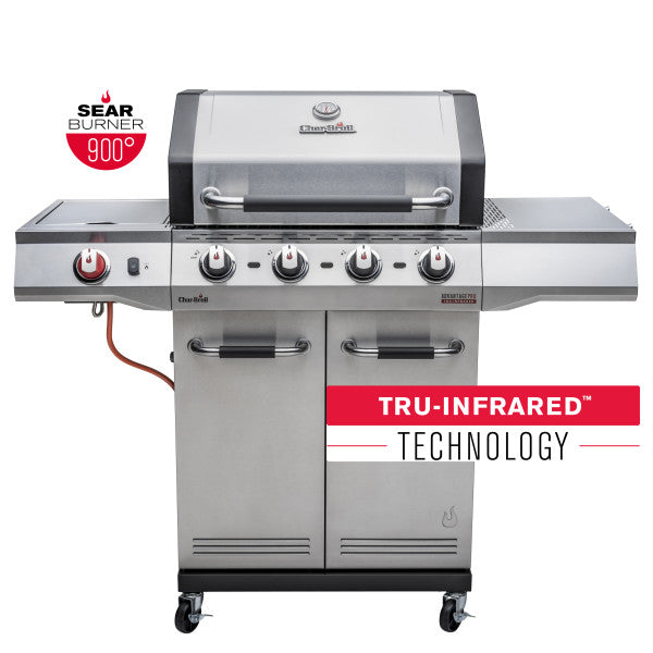 شواية غاز ستانلس ستيل ذات 4 شعلات بالإضافة إلى شعلة جانبية من Charbroil Advantage Pro TRU