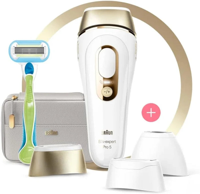 مجموعة إزالة الشعر براون سيلك-إكسبرت برو 5 بتقنية IPL (الضوء النبضي المكثف) إصدار بريميوم