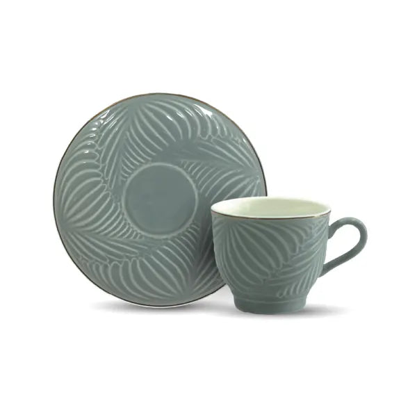Dorsh Dune 12 Pieces Coffee Cups Set Gold Rim