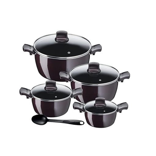 Tefal G6 Resist Intense - 9pcs Set: D./22/26/30 with Glass Lids + Bienvenue Spoon