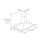 Flora 60cm Wall-Mounted Cooker Hood - Stainless Steel