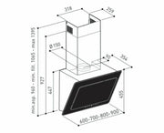 Flora 90cm Inclined Cooker Hood with 800 m³/h Airflow