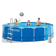 مجموعة حمام سباحة من Intex بإطار معدني فوق الأرض D4.57X1.22M