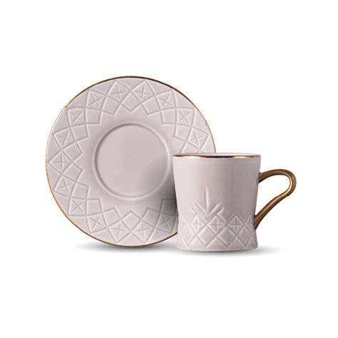 Dorsh Regency Creme 12 Pcs Coffee Cup Set Gold Handle and Rim
