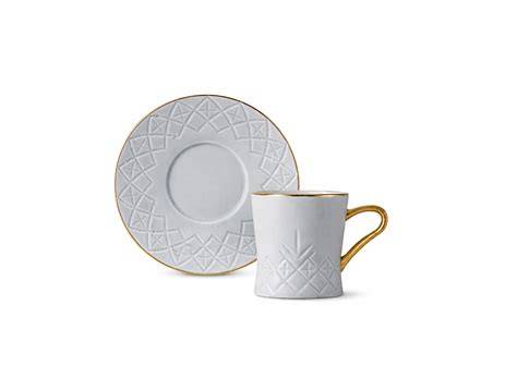 Dorsh Regency White 12 Pcs Coffee Cup Set Gold Handle and Rim