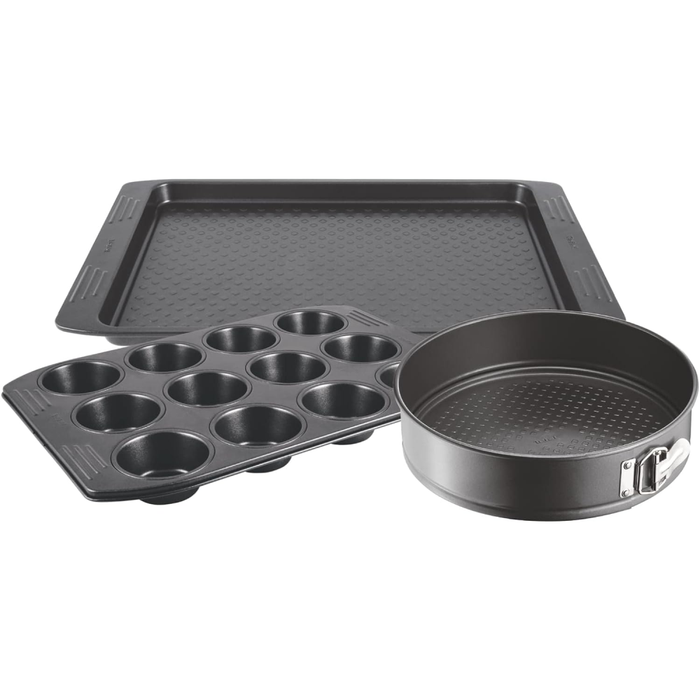 Tefal Easy Grip Bakeware Set 3pcs: (mini Muffins X 12, Baking Tray 29,5x41, Springform 25)